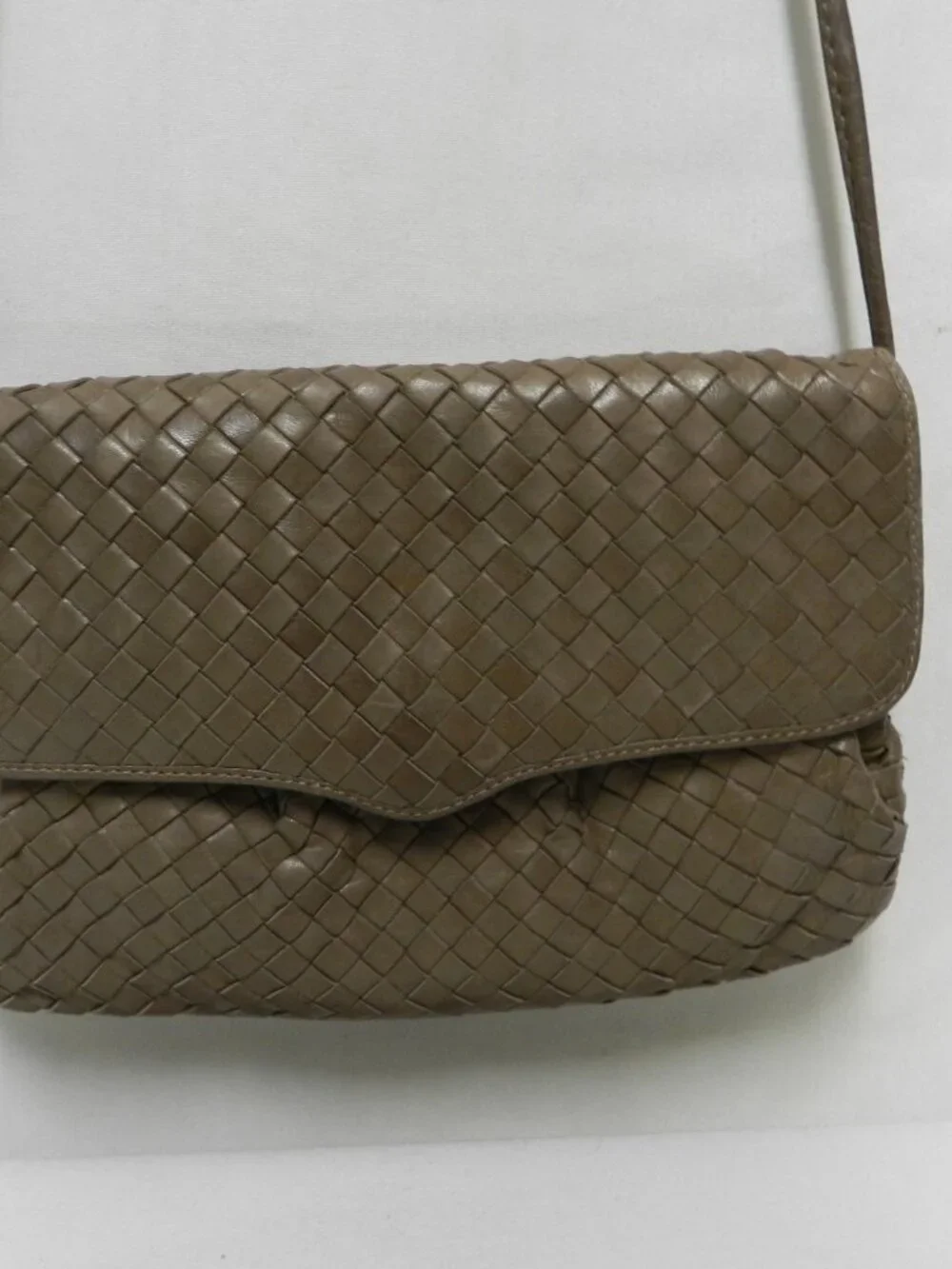 Parri Firenze Italy Vintage weave woven Soft Leather shoulder bag purse taupe